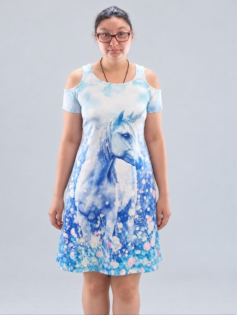 🥝 Justice Girls’ Unicorn Cold-Shoulder Dress – Size 20